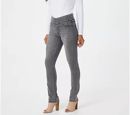 Laurie Felt Tall Charcoal Silky Denim Straight Leg Jeans