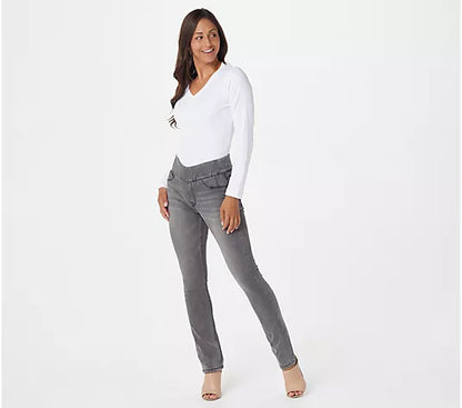 Laurie Felt Tall Charcoal Silky Denim Straight Leg Jeans