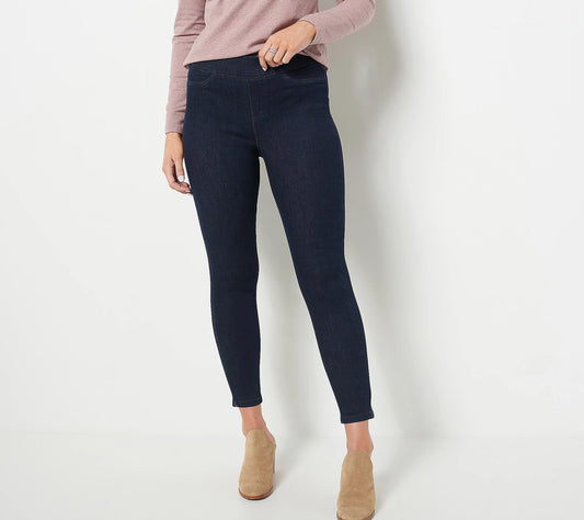 Denim & Co. Perfect Flex Petite Pull-On Jeggings -DARK WASH