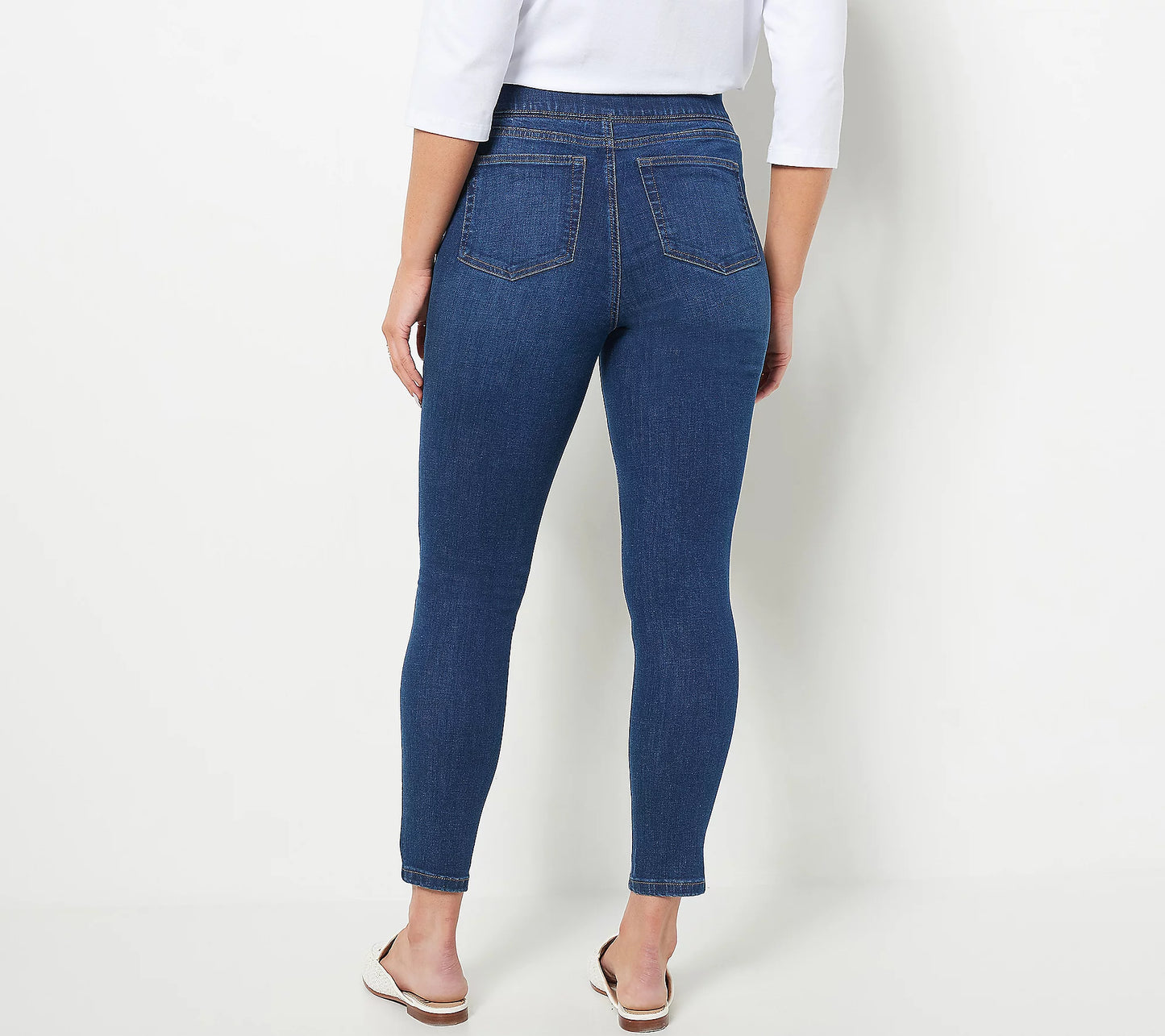 Denim & Co. Perfect Flex Petite Pull-On Jeggings -DEEP INDIGO