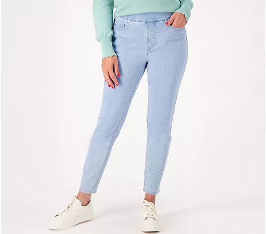 Isaac Mizrahi Live! Petite True Denim Pull On Ankle Pant (LIGHT INDIGO)