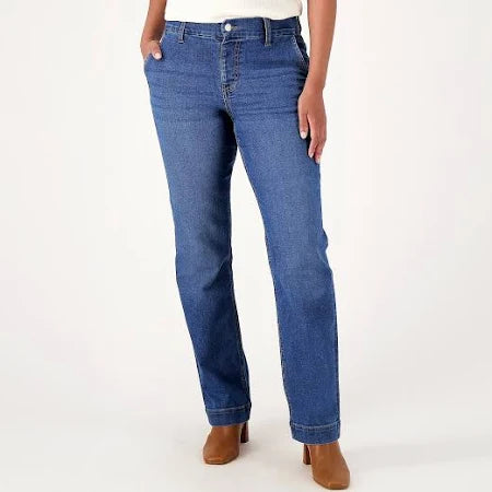 Denim & Co. Easy Stretch Denim Tall Straight Leg Functional Jean